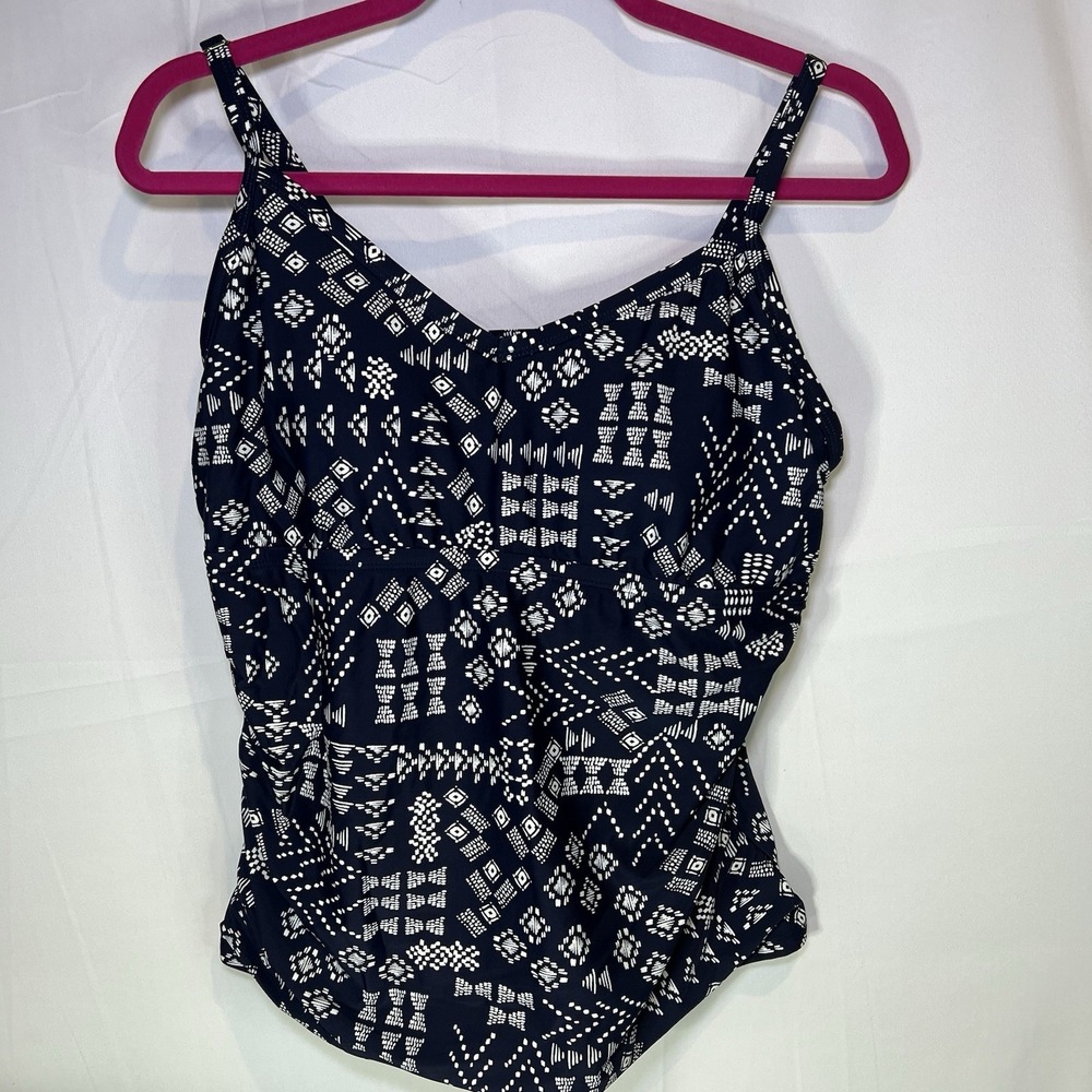 Kona Sol Navy & White TANKINI SWIM TOP from Target Plus size 16W Swimsuit Black